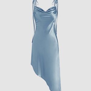 Satin Asymmetrical Hem Cami Dress